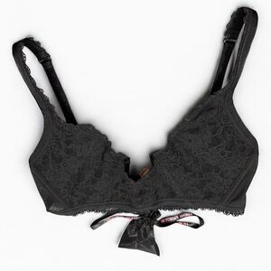Victoria’s Secret Black Lace Bralette Medium NWT Sheer Mesh Back $42 MSRP